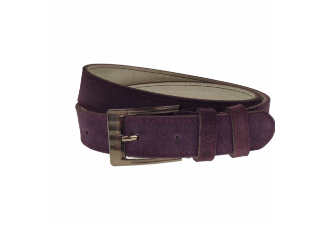 Curea barbati, casual-eleganta, din piele naturala intoarsa, latime 3.5 cm, violet - CL008